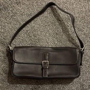 Coach Dark Leather Bag with Stitch Detail